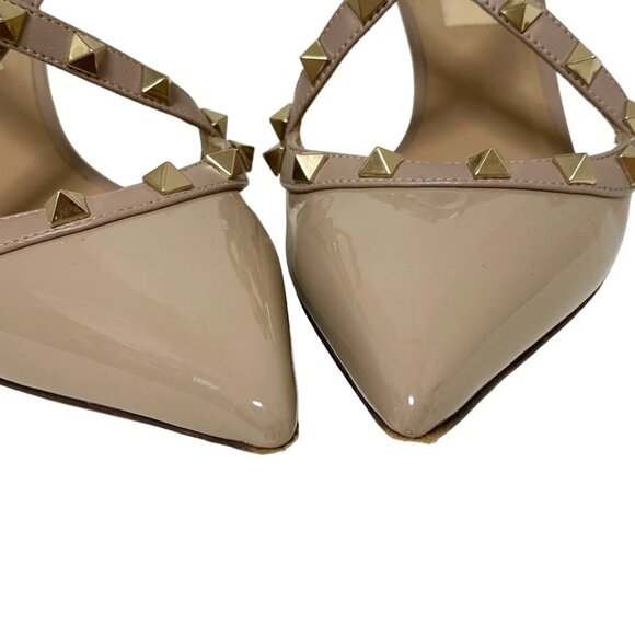 VALENTINOGARAVANI Rockstud-Beige Gold Leather Hardware Women's Pumps 197-071725 - Picture 6 of 10